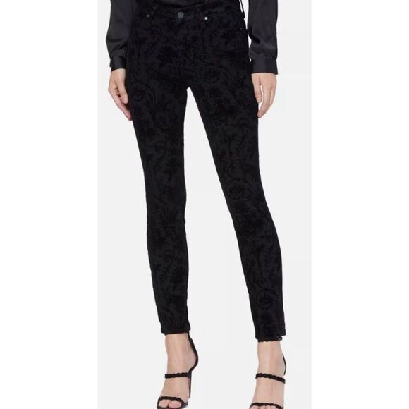 PAIGE Transcend Hoxton High Waist Skinny Ankle Velvet Flocked Versaille jeans si - Picture 2 of 13